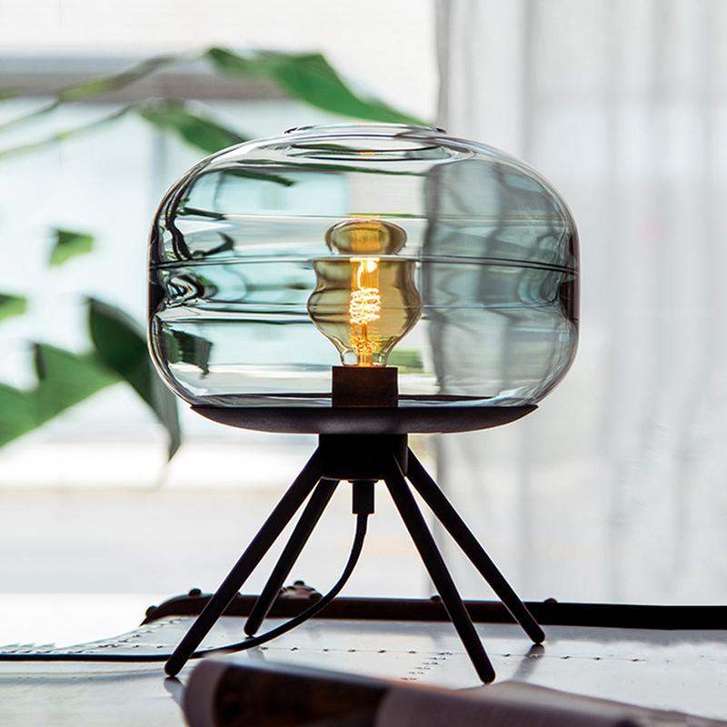 Calarbo™ Adler - Glass Dome Table Lamp Cyan Light