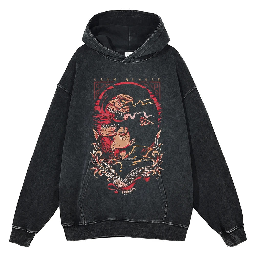 Eren Jaeger Vintage Hoodie V4 Vintage Hoodies