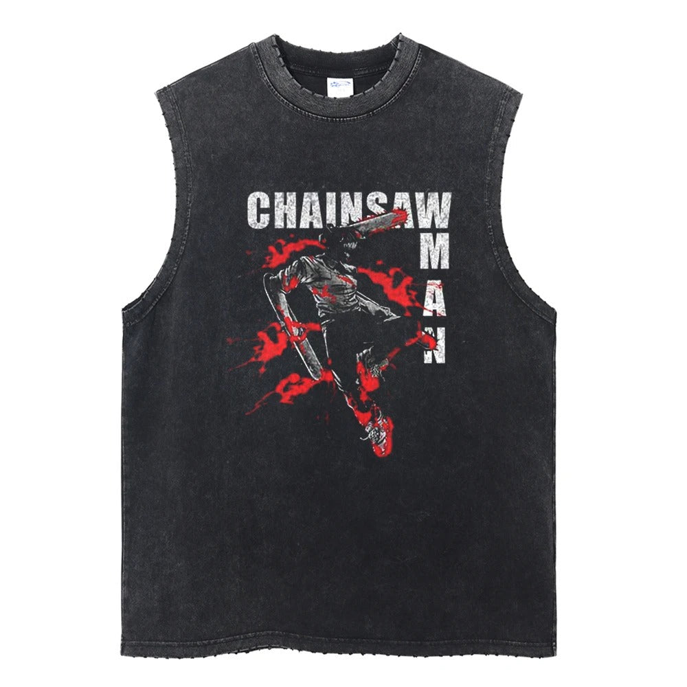 Chainsaw Man Vintage Tank Top V1 Tank Tops