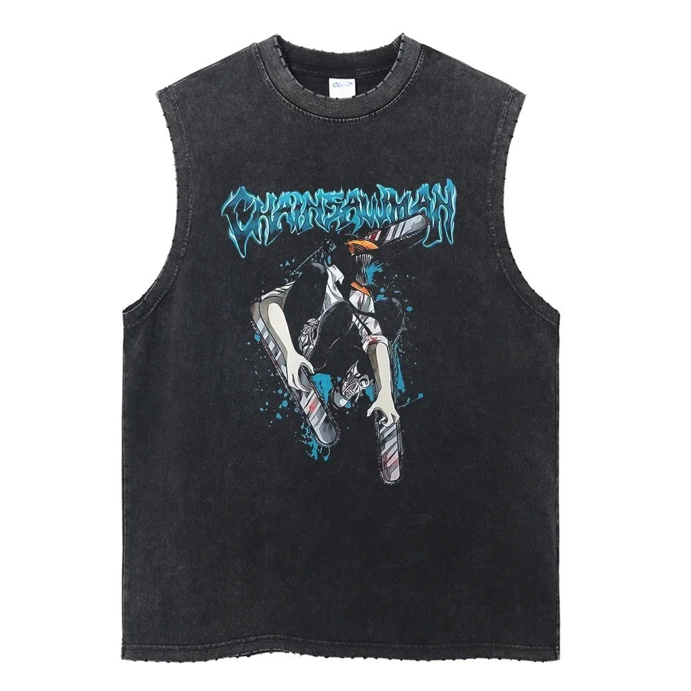 Chainsaw Man Vintage Tank Top V4 Tank Tops