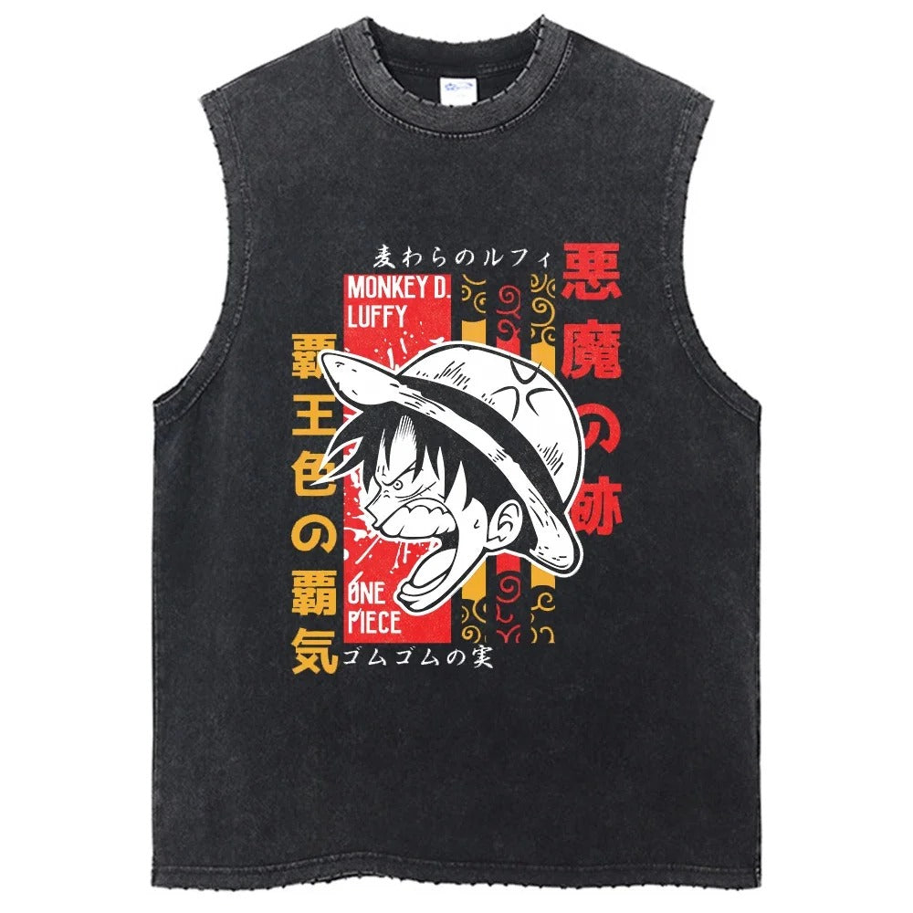 Luffy Vintage Tank Top V4 Tank Tops